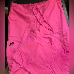 Scrub star pink scrub pants breast cancer awareness design size large